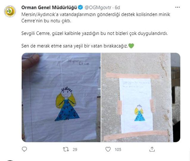 Küçük Cemre'nin notu görenleri duygulandırdı