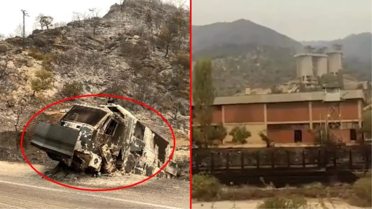 Milas'taki Kemerköy Termik Santrali, 11 saat süren yangının söndürülmesiyle ilk kez görüntülendi