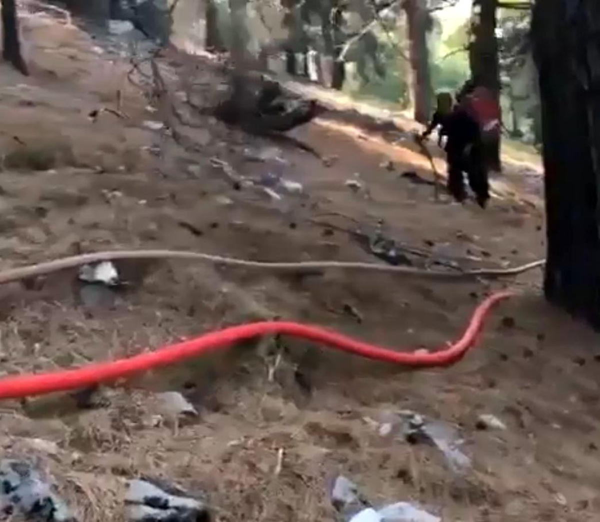 Orman yangını bölgesinde \'bizim sırtımız yere gelmez\' dedirten görüntü