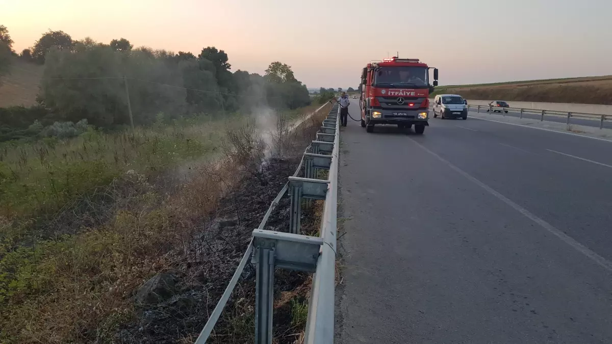 Bafra\'da kara yolu kenarında çıkan yangınlar söndürüldü