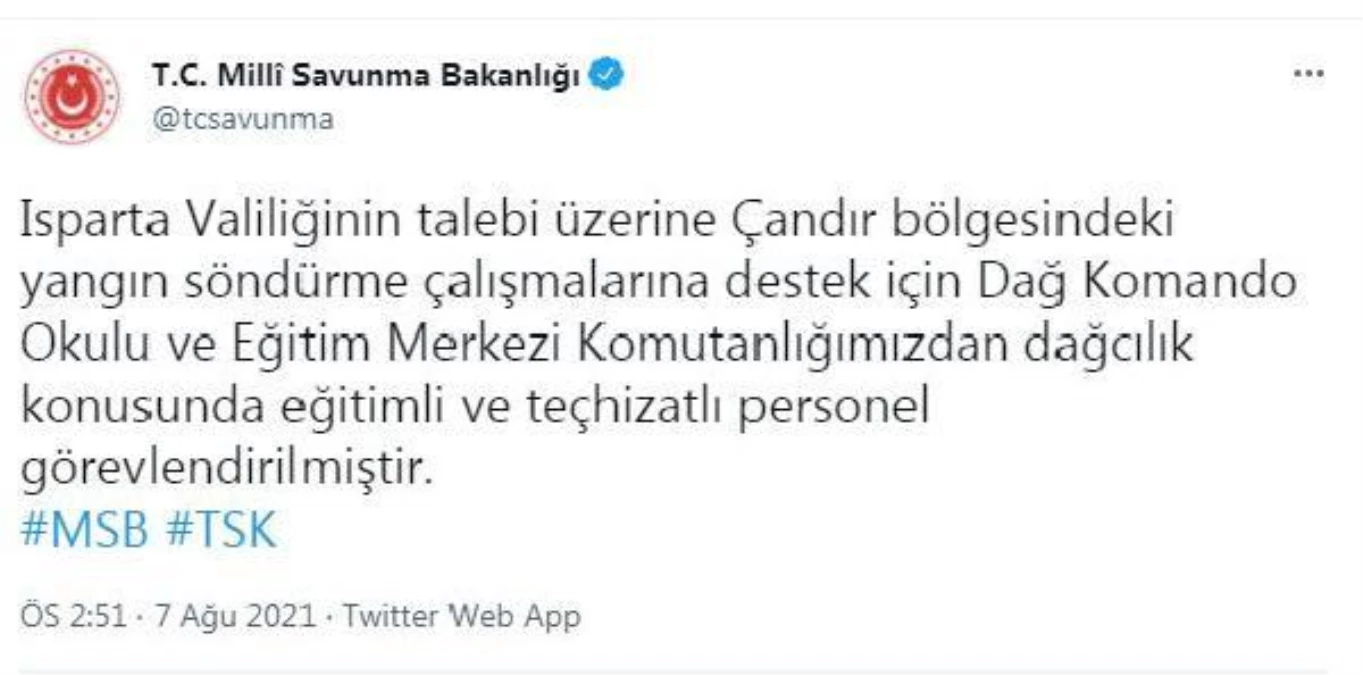 Son dakika haber... MSB\'den Çandır bölgesindeki yangın söndürme çalışmalarına destek