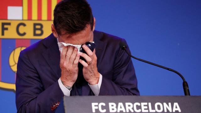 13 yaşında girdiği Barcelona'dan ayrılan Messi, konuşmakta zorluk yaşadı
