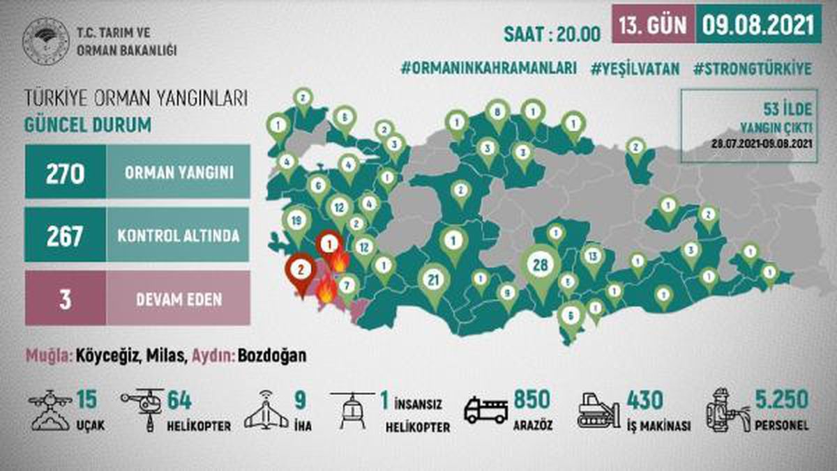 OGM: 270 orman yangınından 267\'si kontrol altında