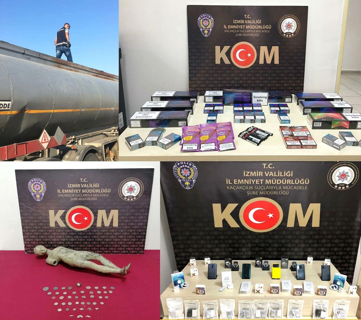 İzmir\'de piyasa değeri 2 milyon lira olan kaçak ürün ele geçirildi