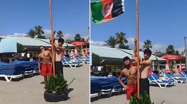 Alanya'daki plaja Afgan bayrağı çekildi iddiasına Valilik'ten cevap: Görüntüler 2018 yılına ait, şahıslardan biri Türk vatandaşı Alanya'daki plaja Afgan bayrağı çekildi iddiasına Valilik'ten cevap: Görüntüler 2018 yılına ait, şahıslardan biri Türk vatandaşı
