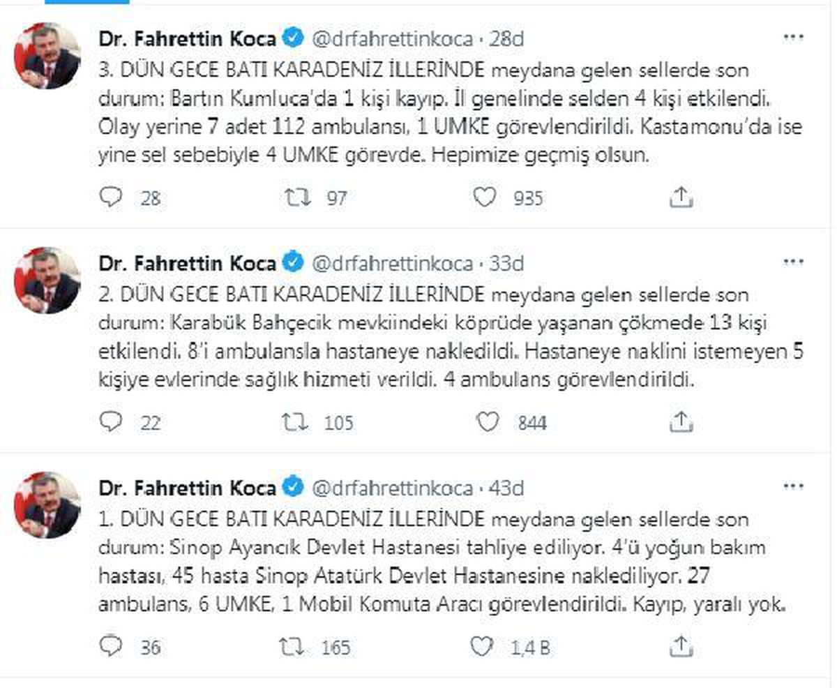 Son dakika haberi | Sağlık Bakanı Koca, Batı Karadeniz\'de sellerden etkilenenlerle ilgili son durumu paylaştı Açıklaması
