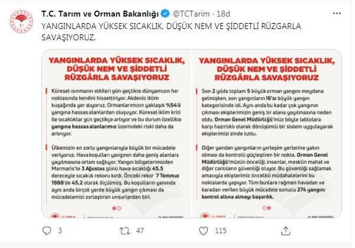 Son dakika haberi... Bakan Pakdemirli: "Yangınla mücadele eylem planlarımızı küresel ısınma risklerini de göz önüne alarak yeniliyoruz"