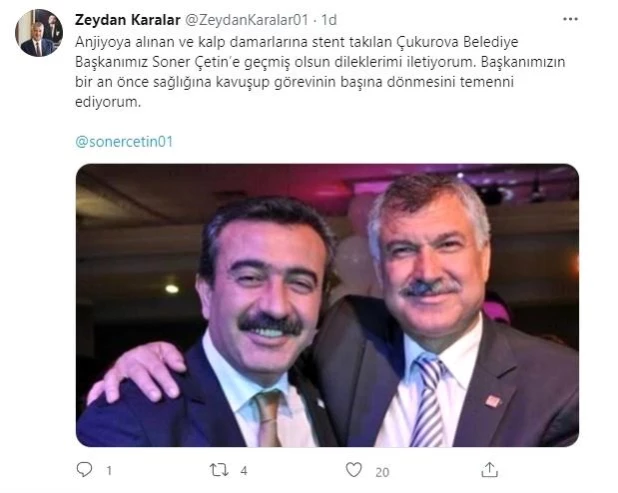 Çukurova Belediye Başkanı Soner Çetin'in kalp damarlarına stent takıldı