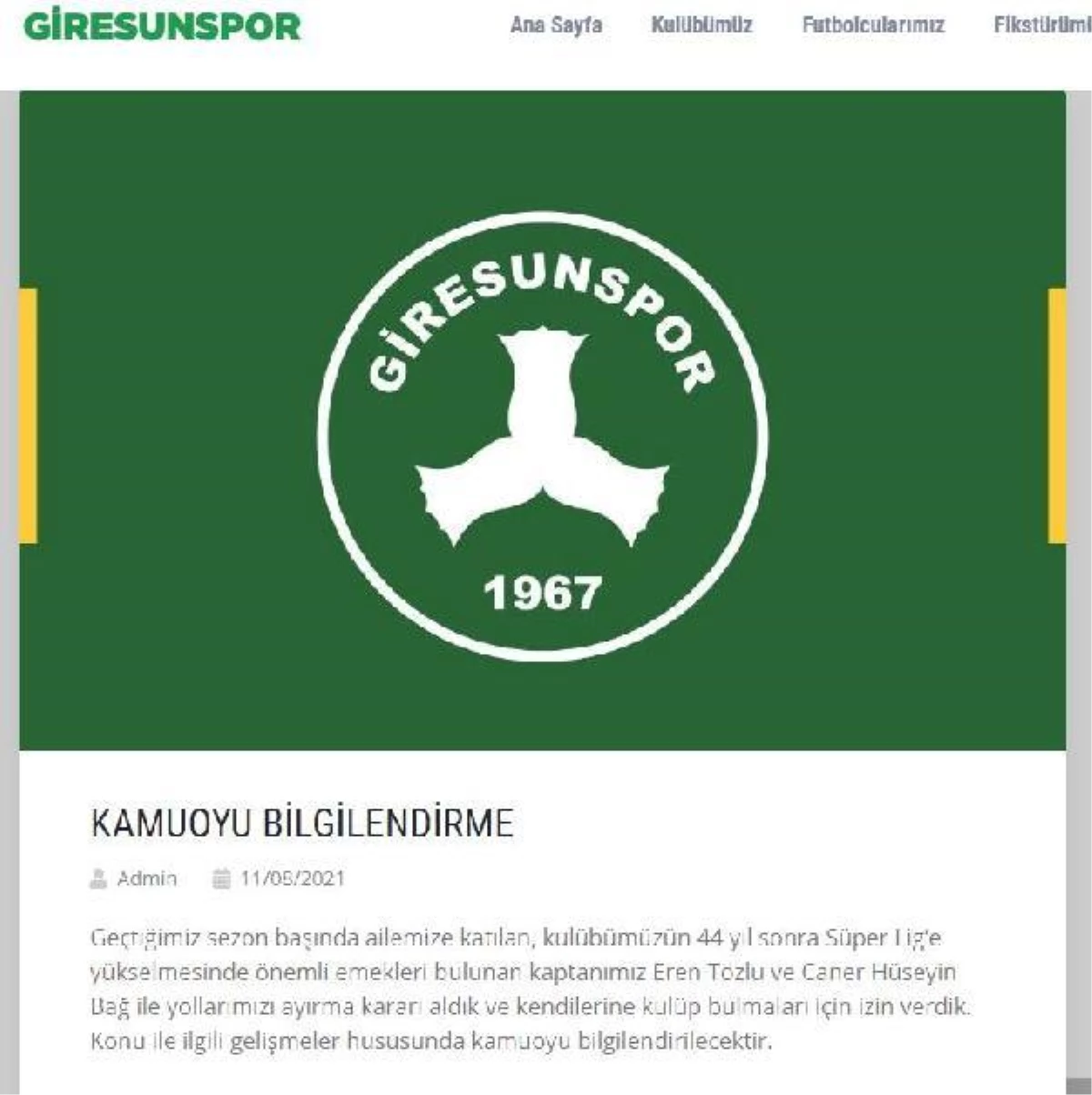 Giresunspor, Eren ve Caner Hüseyin ile yollarını ayırıyor