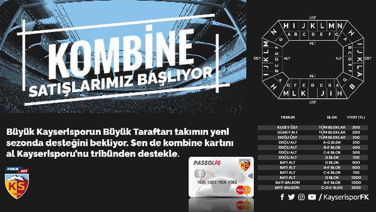 Kayserispor\'da kombine bilet fiyatları belli oldu