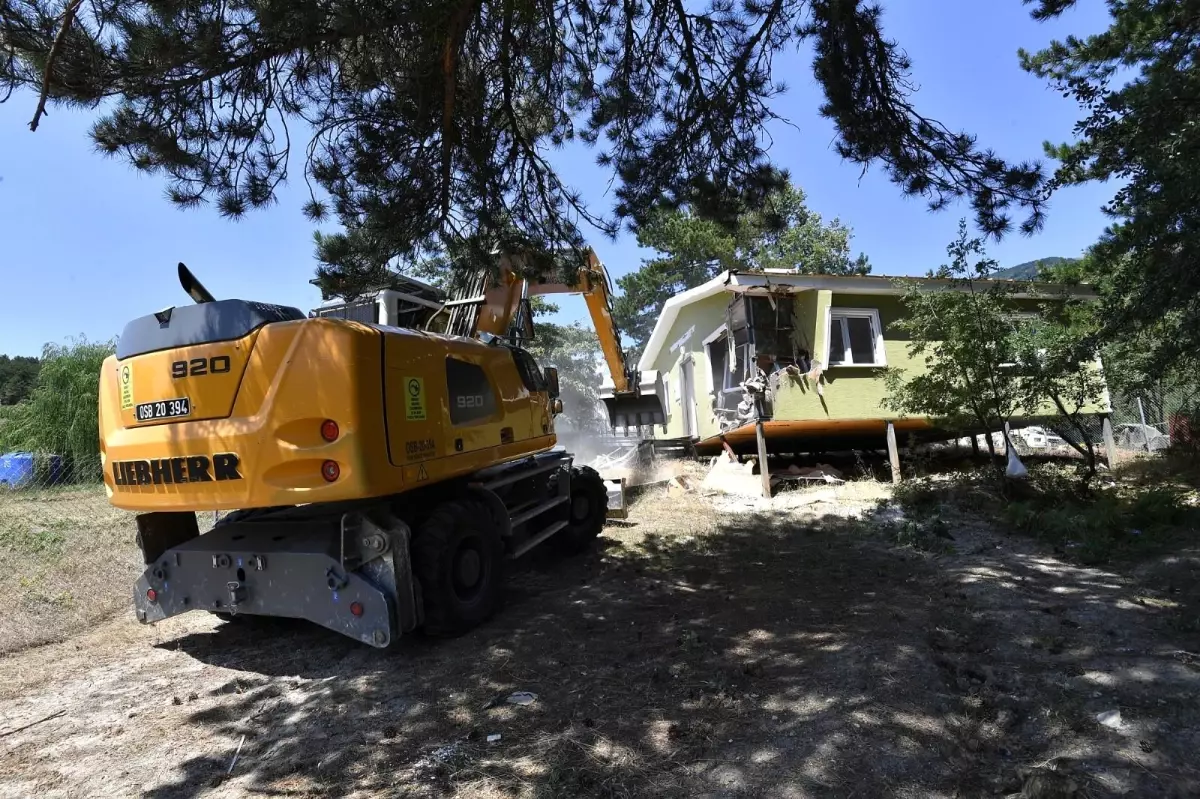 Orman arazisindeki kaçak evlere balyoz