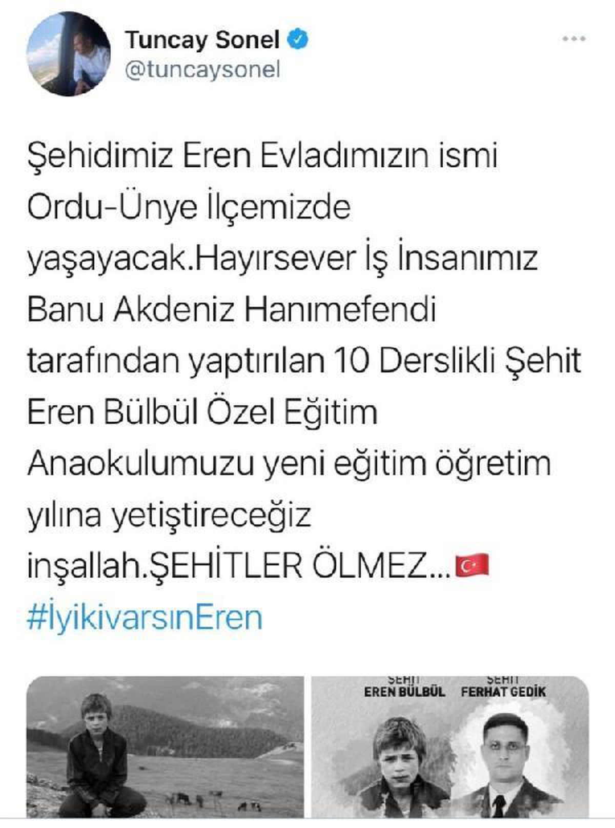 Şehit Eren Bülbül\'ün adı, Ordu\'da anaokulunda yaşatılacak