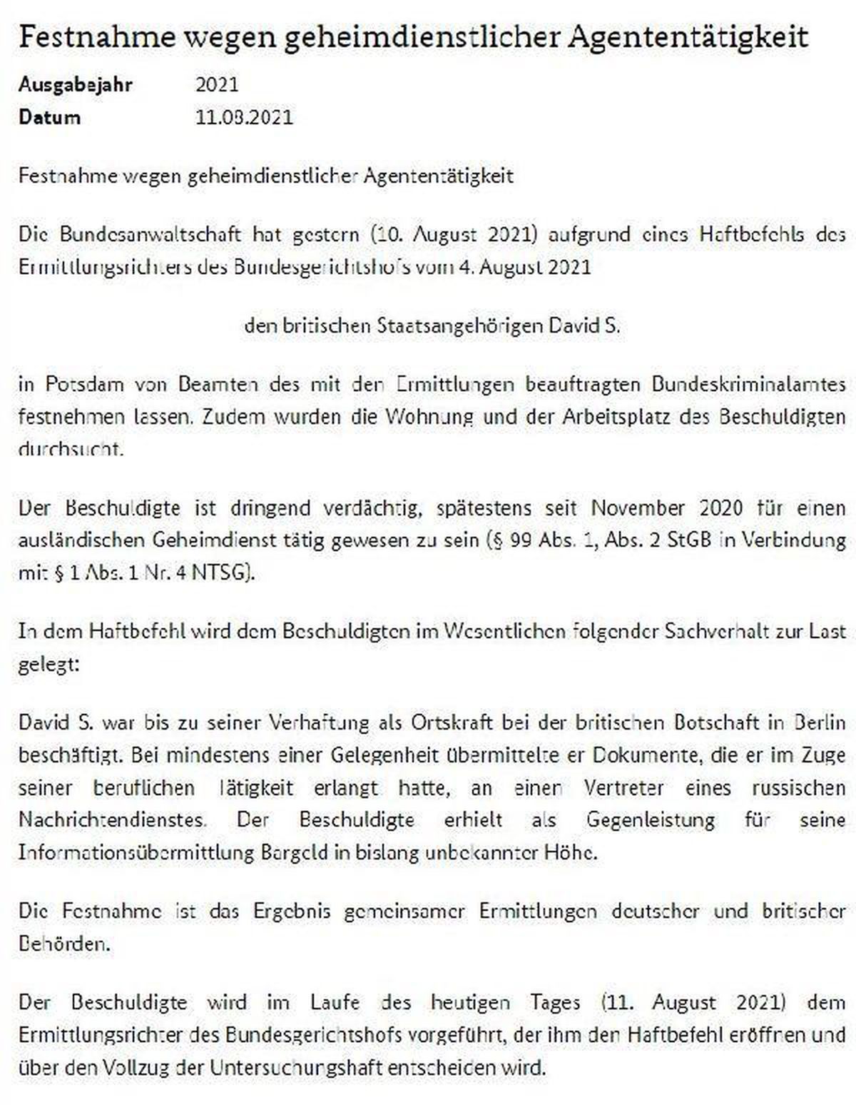 İngiltere\'nin Berlin elçiliği çalışanı, Rusya adına casusluktan gözaltına alındı