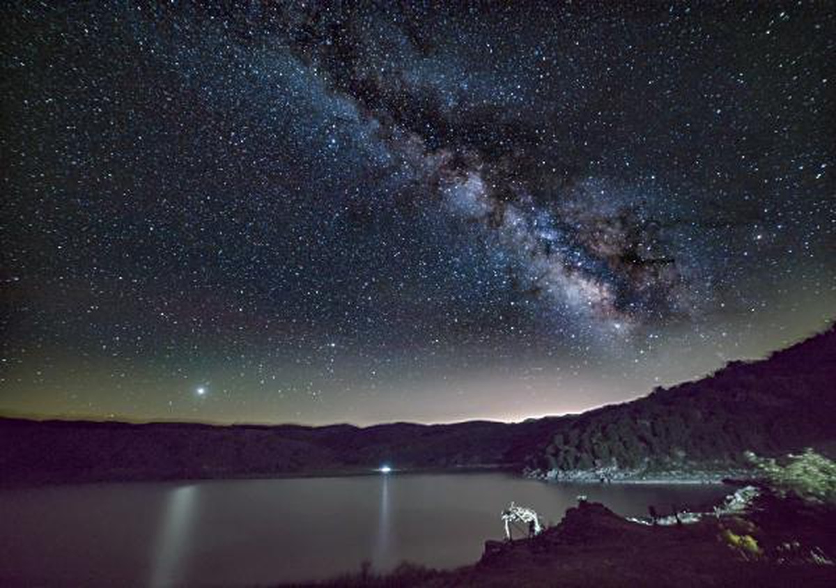 Nemrut Crater Lake under the stars at night