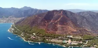 Marmaris'te 13 bin 650 hektarın yandığı orman alanları havadan görüntülendi
