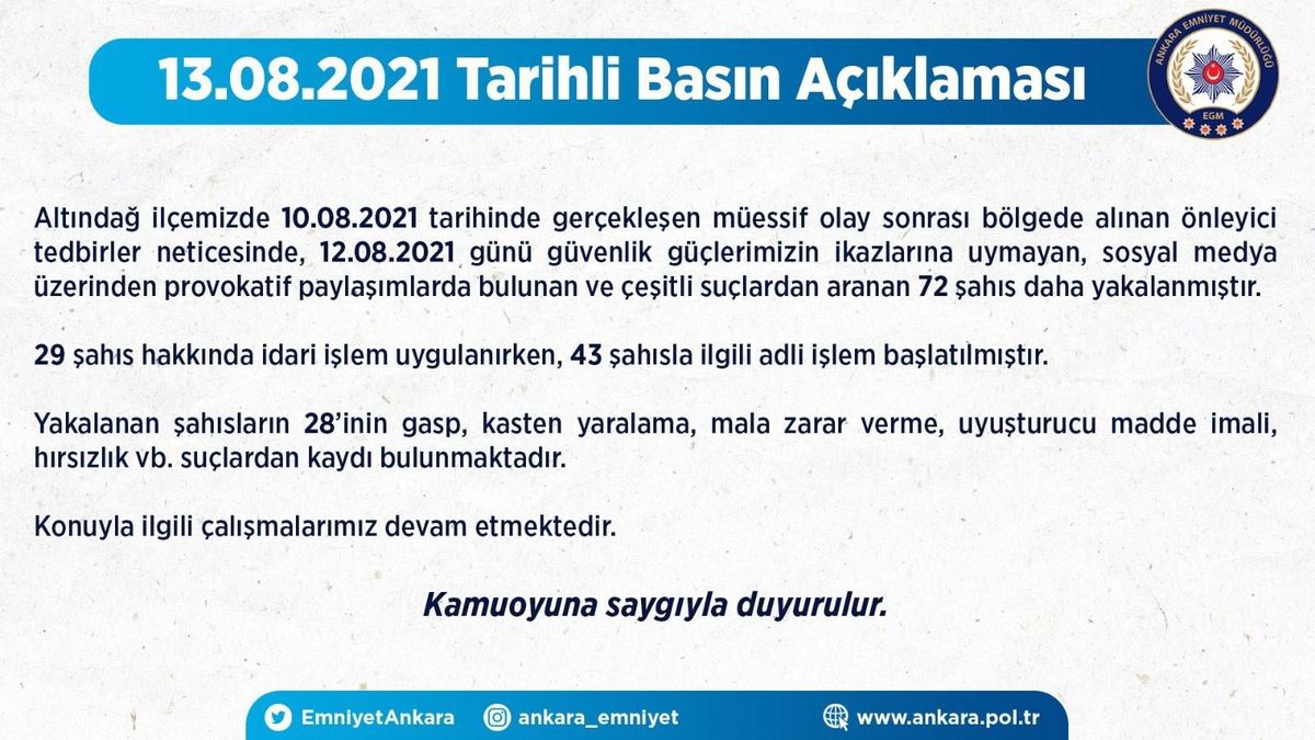 Provokatif paylaşımlarda bulunan ve çeşitli suçlardan aranan 72 şahıs daha yakalandı