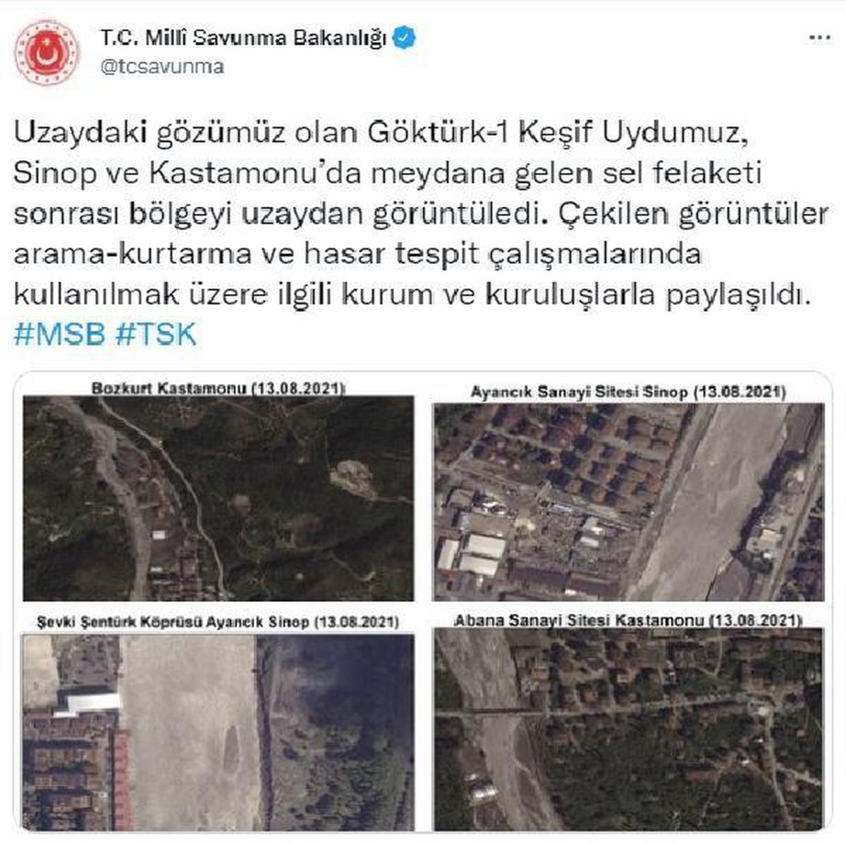 Göktürk-1, sel bölgesini görüntüledi