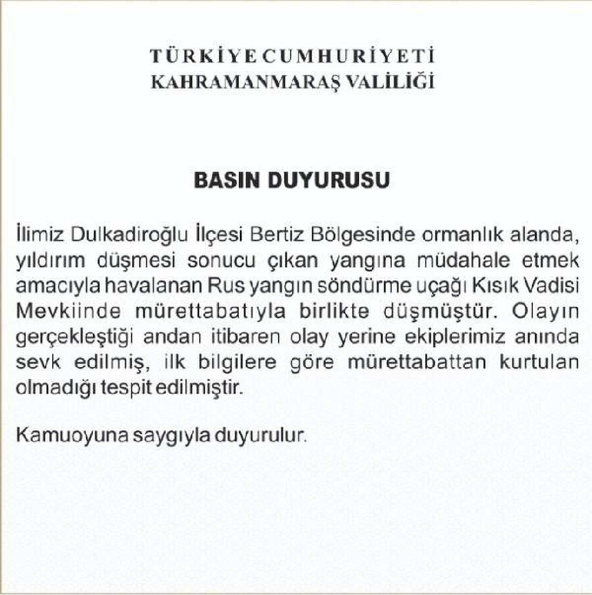 Kahramanmaraş\'ta yangın söndürme uçağı düştü: 8 ölü (3)