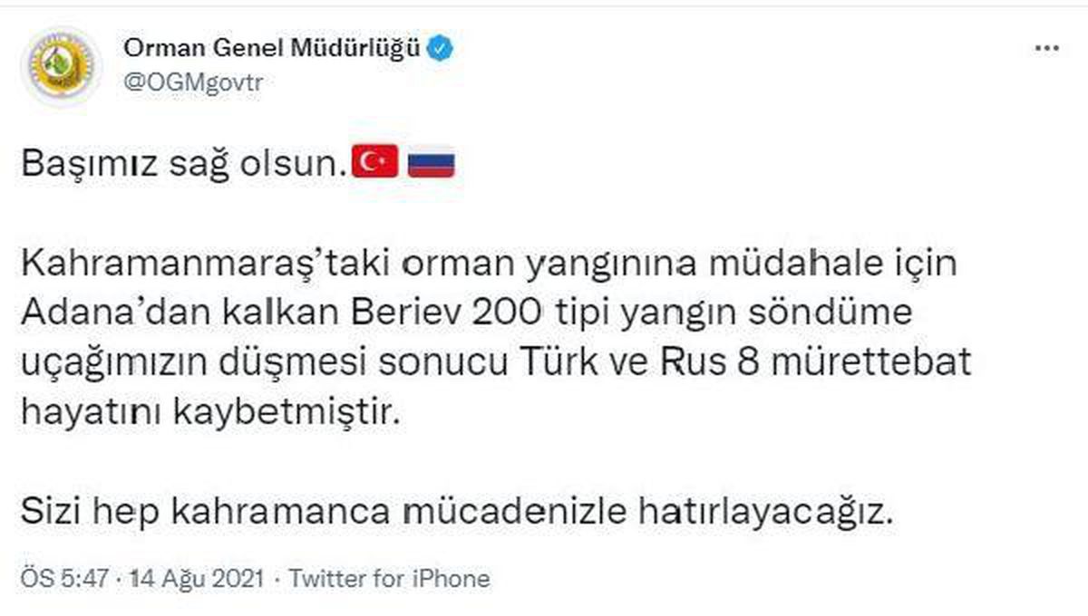 Kahramanmaraş\'ta yangın söndürme uçağı düştü: 8 ölü (4)
