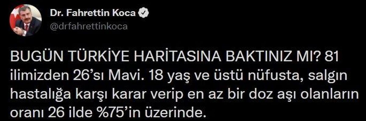 Son dakika haberleri | Bakan Koca 26 ilin aşı haritasında maviye döndüğünü duyurdu