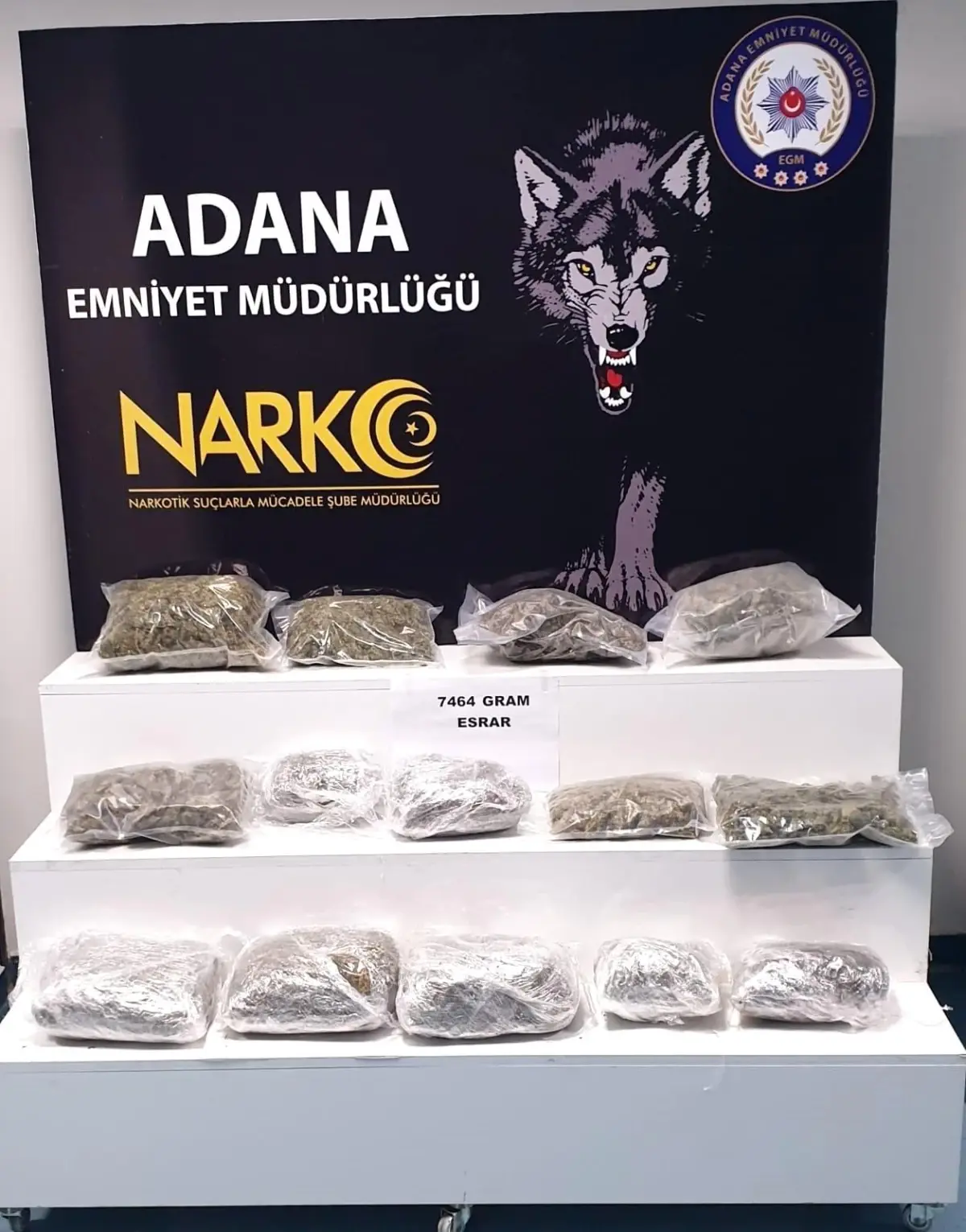 Adana\'da 7 kilo 464 gram esrar ele geçirildi