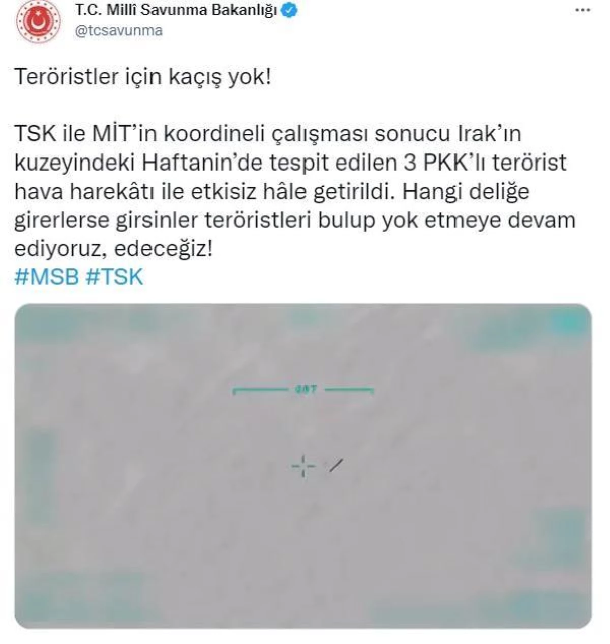 MSB: Haftanin\'de 3 PKK\'lı etkisiz hale getirildi