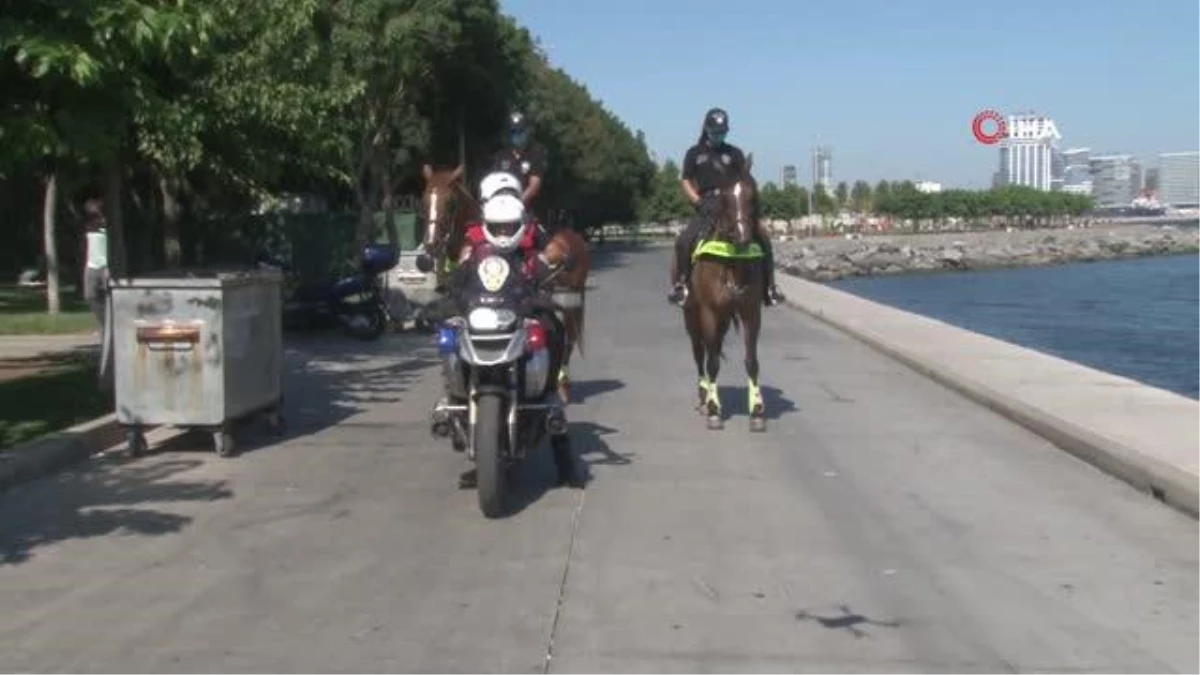 Bakırköy\'de atlı polislerden drone destekli denetim