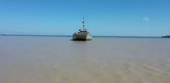 (DRONE) Türkeli ilçesine Deniz Kuvvetleri Komutanlığının çıkarma gemileri ile iş makineleri sevk edildi