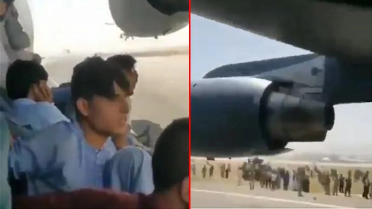 Taliban\'dan kaçmak için uçağın iniş takımına asılan Afganların yeni görüntüleri ortaya çıktı