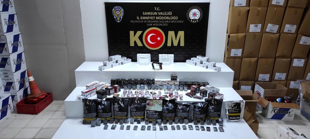 Samsun\'da kaçak tütün ve makaron ele geçirildi