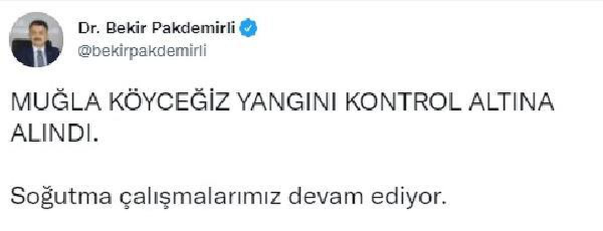 Son dakika gündem: Bakan Pakdemirli: Köyceğiz yangını kontrol altına alındı