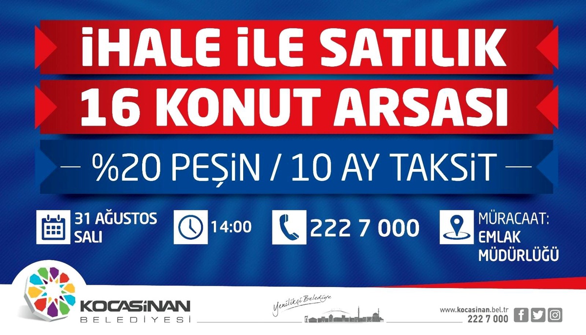 KOCASİNAN\'DAN YÜZDE 20 PEŞİN, 10 AY TAKSİTLİ YATIRIM FIRSATI