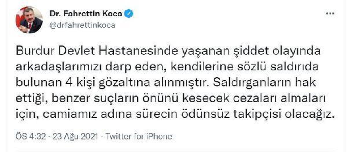 Bakan Koca\'dan sağlıkta şiddete tepki (2)