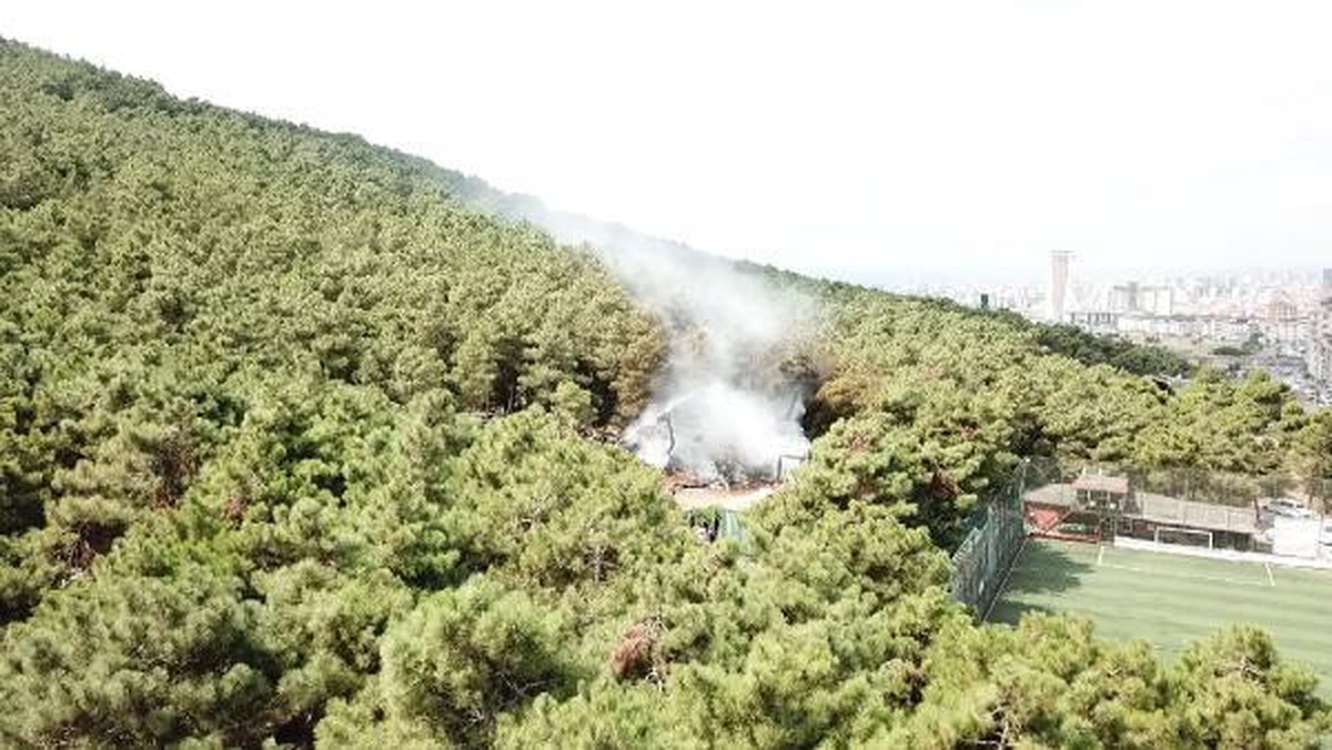 Havadan fotoğraflarla // Maltepe\'de atıkların bulunduğu alanda başlayan yangın ormana sıçradı