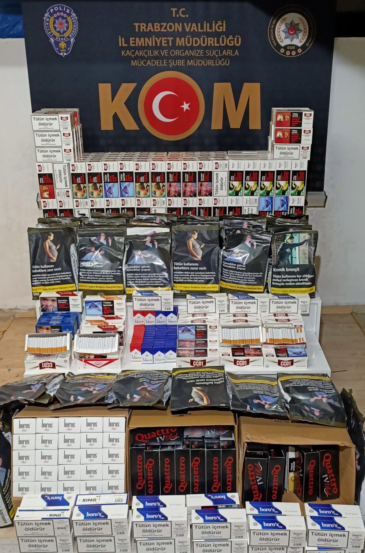 Trabzon\'da yasa dışı tütün mamulleri satışı yapan kişi hakkında adli işlem başlatıldı