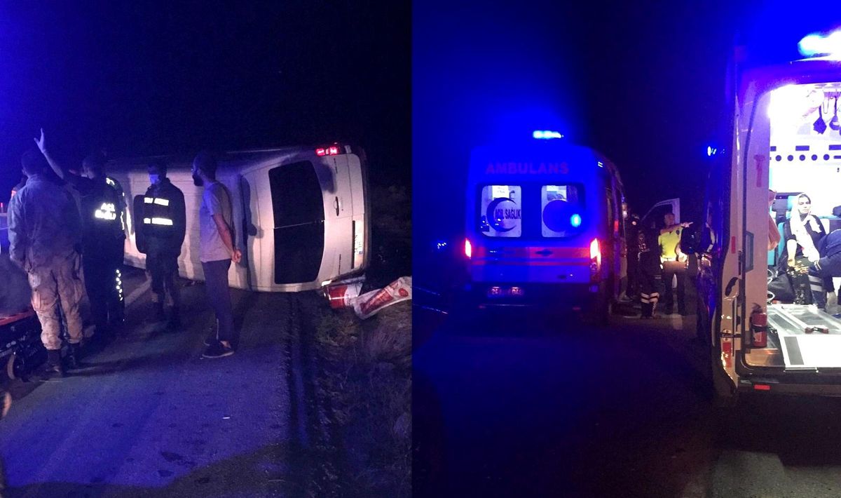 Düğüne giden midibüs yan yattı: 9 yaralı