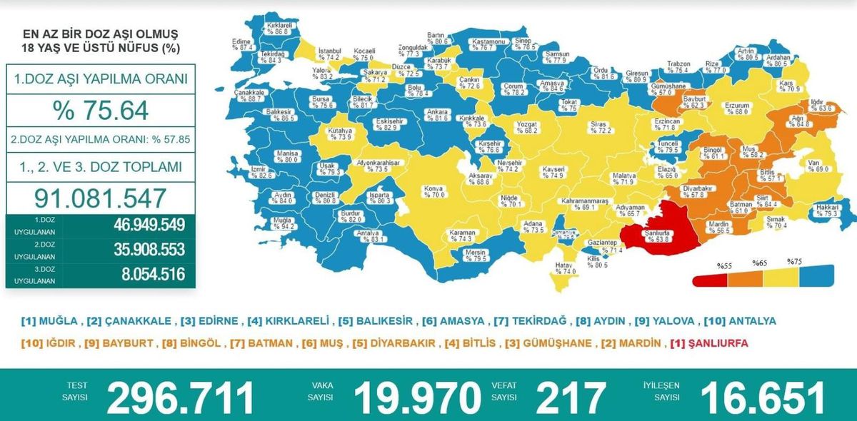 Karadeniz\'de aşılamada \'mavi\' olmayan 4 il kaldı