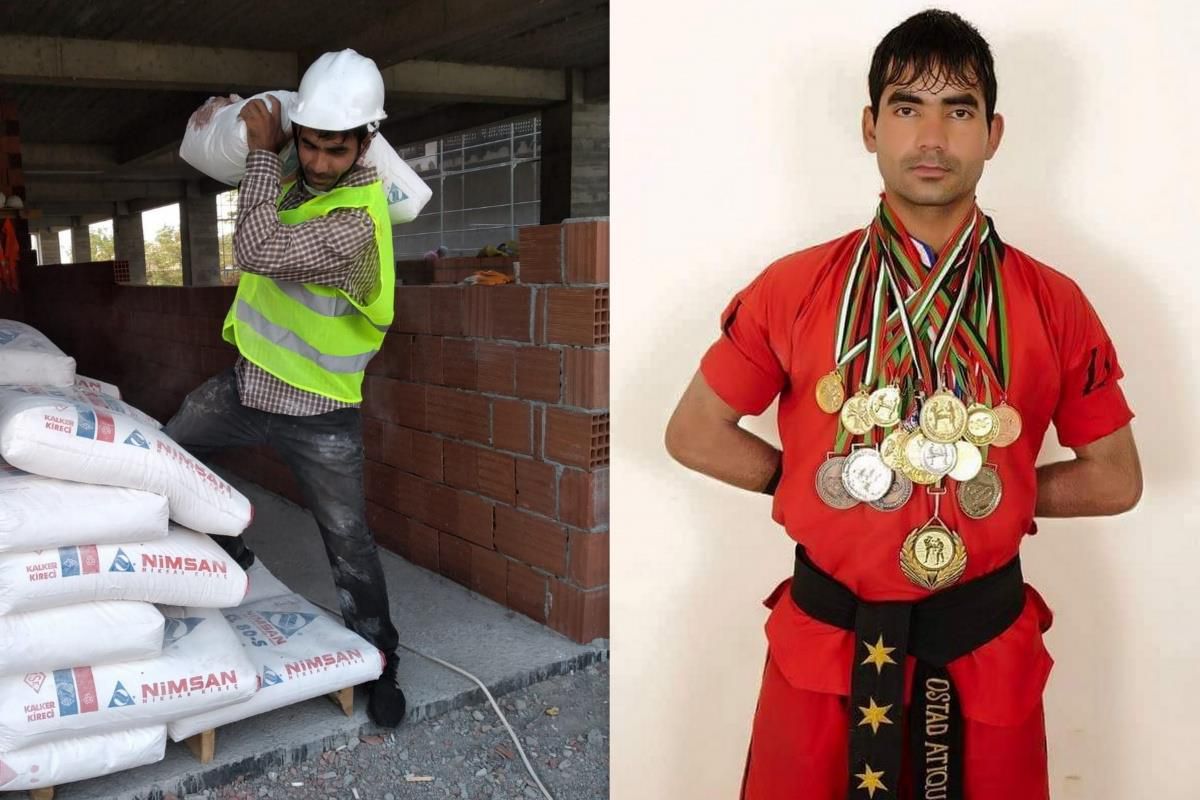 Afganistan\'ın kick boks şampiyonu, Erzincan\'da inşaatlarda çalışarak geçimini sürdürüyor