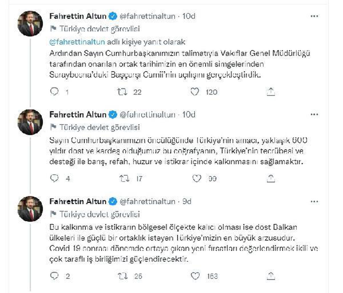 Altun: Balkanlarla gönül köprülerimizi güçlendirmemiz dünyaya örnek teşkil edecek