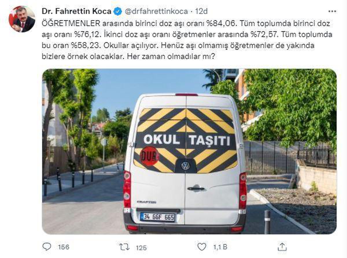 Son dakika haberleri! Bakan Koca: Öğretmenler arasında birinci doz aşı oranı yüzde 84,06