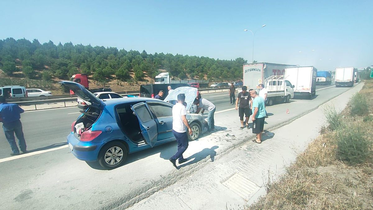 Anadolu Otoyolu\'nda seyir halindeki araçta çıkan yangın söndürüldü