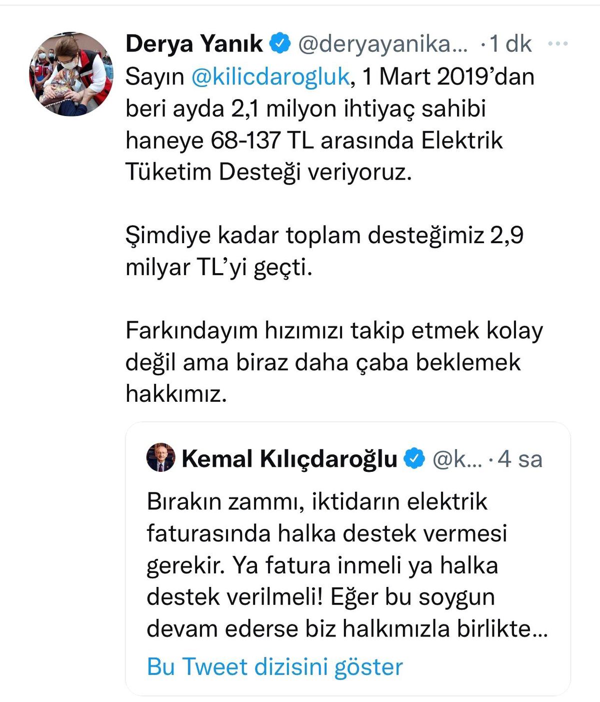 Bakan Yanık: "2,1 milyon haneye verilen \'Elektrik Tüketim Desteği\' 2,9 milyar TL\'yi geçti"