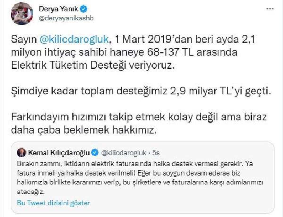 İhtiyaç sahibi hanelere son 2 yılda 2,9 milyar lira elektrik tüketim desteği verildi