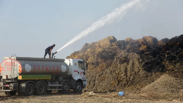 Adana'da mısır silajı balyalarının bulunduğu tarlada çıkan yangın kontrol altına alındı