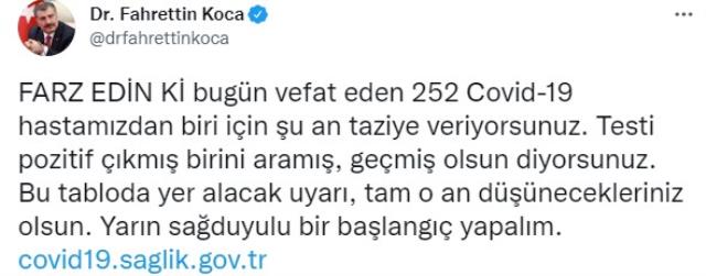 Son Dakika: Türkiye'de 31 Ağustos günü koronavirüs nedeniyle 252 kişi vefat etti, 21 bin 893 yeni vaka tespit edildi