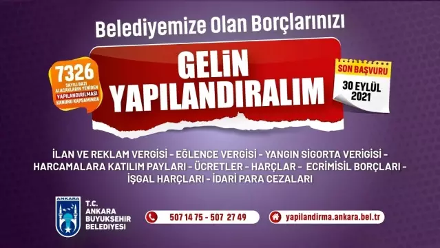 Ankara Büyükşehir Belediyesinde borç yapılandırma süresi uzatıldı