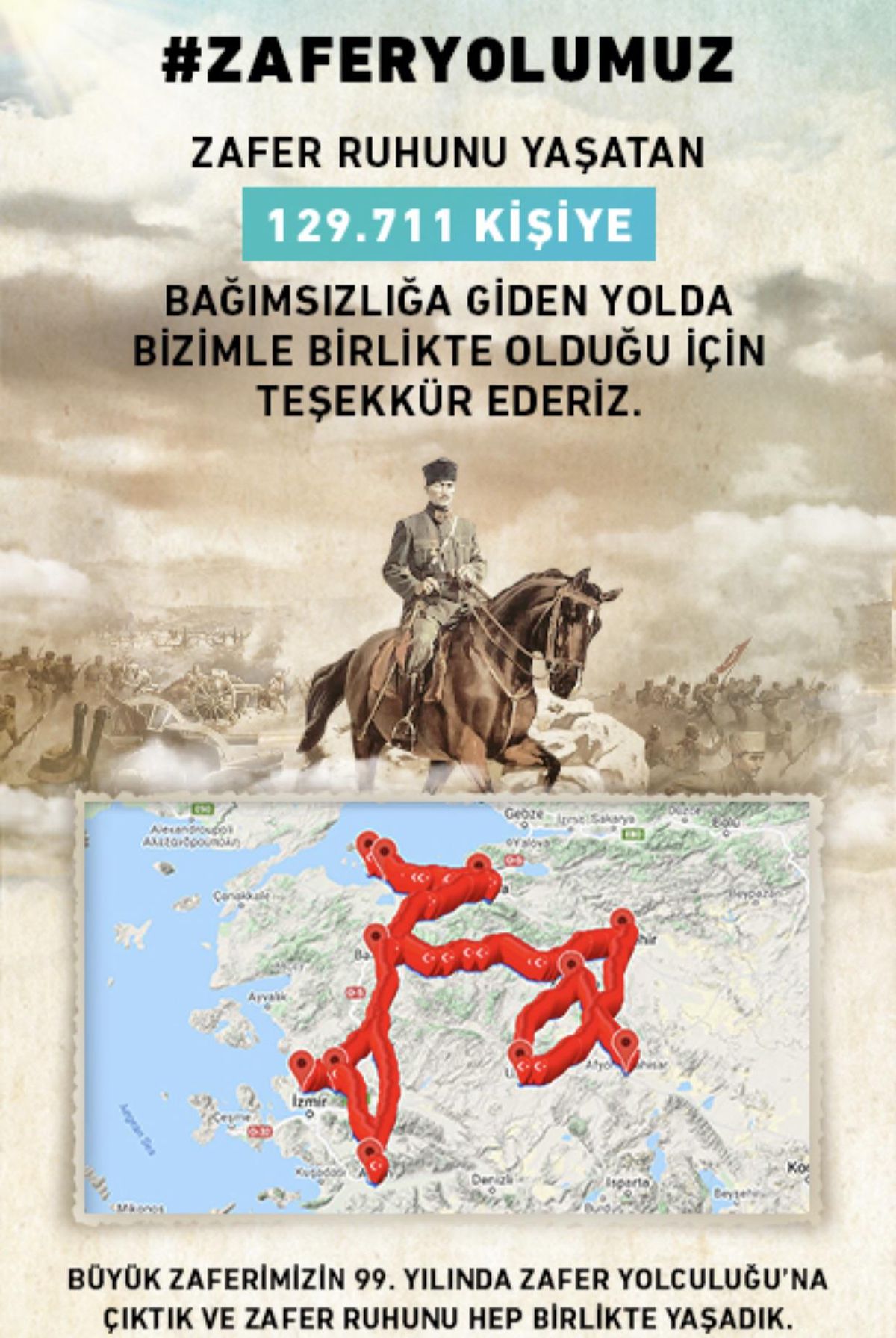 İGA\'nın "#zaferyolumuz" paylaşımına 129 bin 711 kişi destek verdi