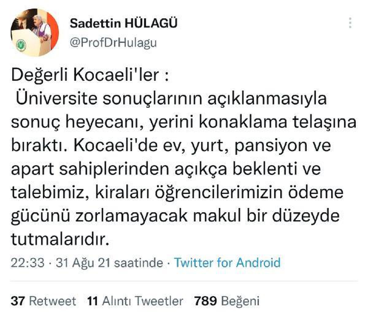 Rektörden ev sahiplerine: Beklenti ve talebimiz, kiraları makul bir düzeyde tutmalarıdır
