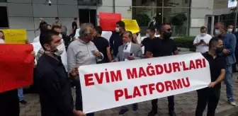 'EVİM' MAĞDURLARI TMSF ÖNÜNDE EYLEM YAPTI