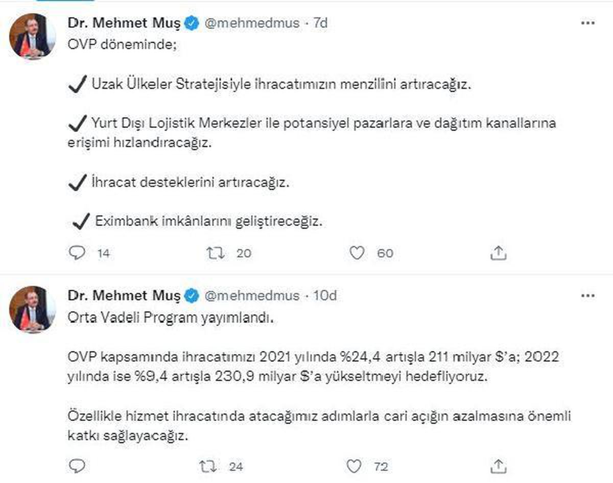 Bakan Muş\'tan \'ihracat hedefi\' açıklaması